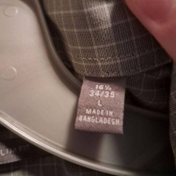 NEW Michael Kors Shirt Men's L 16.5 Green Geometric Slim Fit Office Career - Picture 7 of 11